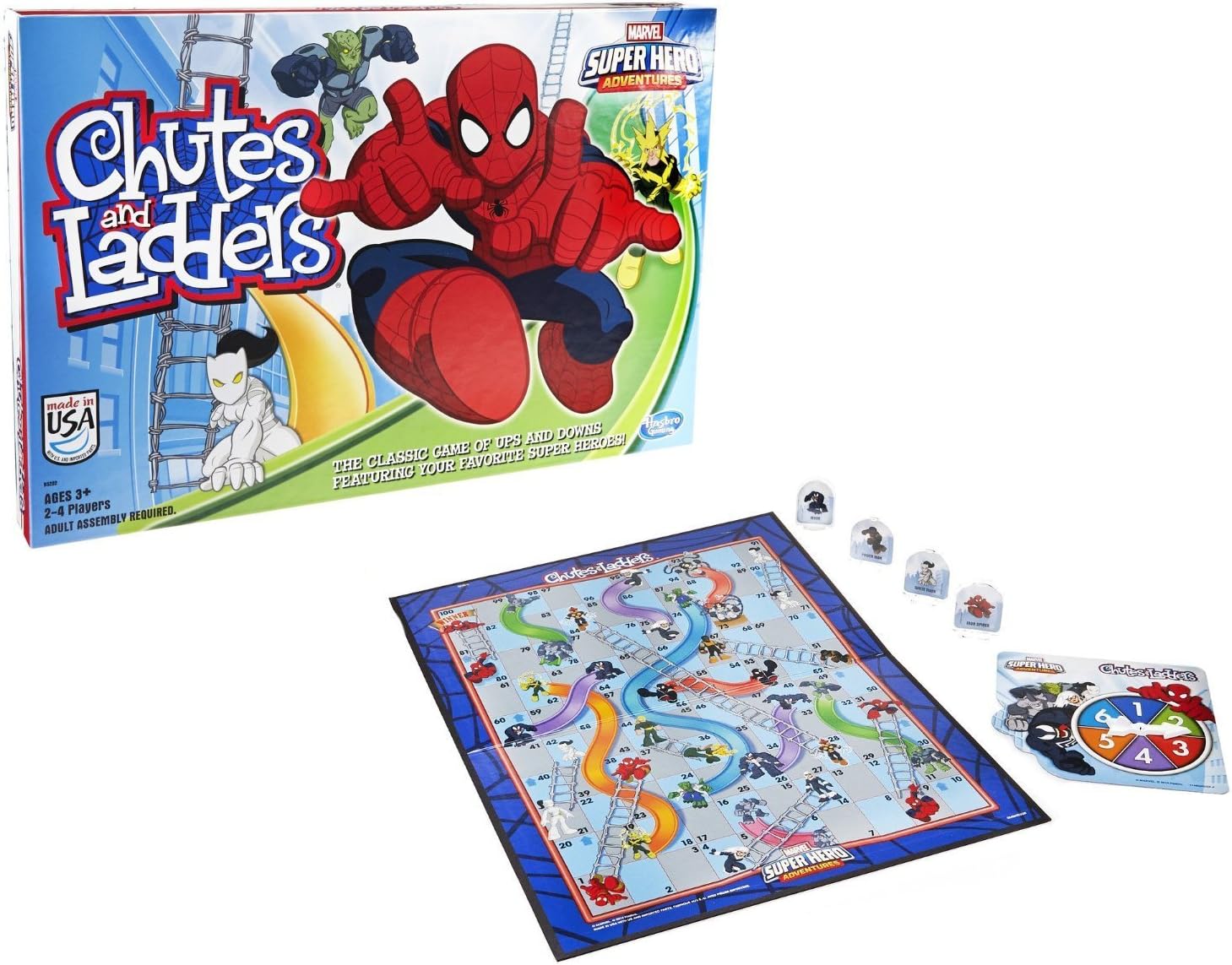 Hasbro Gaming Chutes and Ladders: Marvel Spider-Man Edition Board Game for Kids 2-4 Players, Preschool Games, Ages 3 and Up (Amazon Exclusive)-2