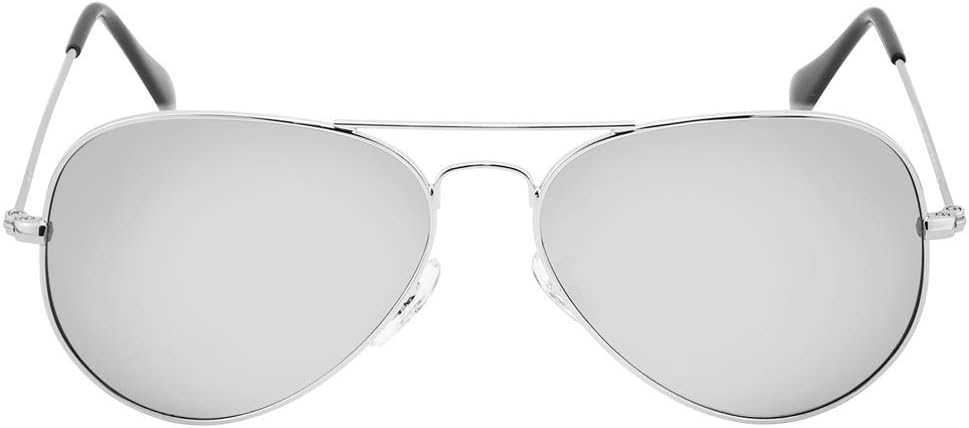 Rhode Island Novelty Aviator Sunglasses Mirror Lenses with Silver Frame One Pair-1