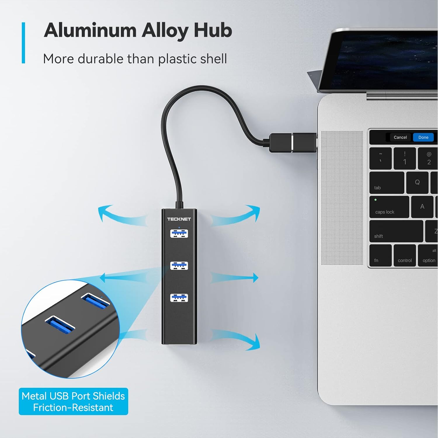 TECKNET USB to Ethernet Adapter, USB C to Ethernet, Aluminum 3 Port USB 3.0 Hub with RJ45 10/100/1000 Gigabit Ethernet Adapter Converter LAN Wired, USB Network Adapter with USB C for Laptop-6