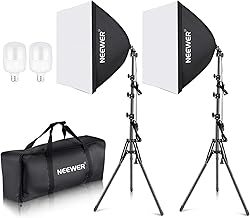 Neewer 700W Equivalent Softbox Lighting Kit, 2Pack UL Certified 5700K LED Lighting Bulbs, 24x24 inches Softboxes with E26 Socket, Photography Continuous Lighting Kit Photo Studio Equipment