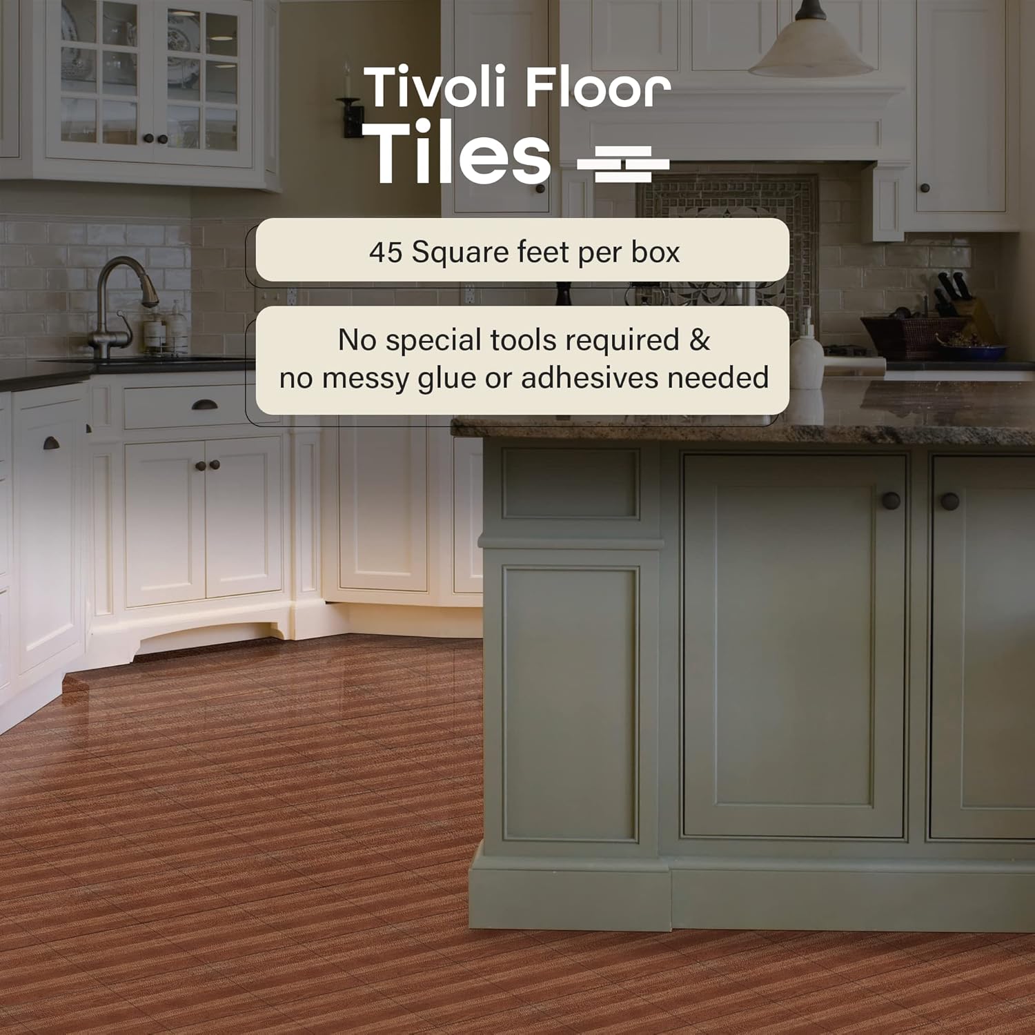 Tivoli Self Adhesive Vinyl Floor Tiles, 45 Tiles - 12" x 12", Medium Oak Plank-Look - Peel & Stick, DIY Flooring for Kitchen, Dining Room, Bedrooms, Basements & Bathrooms by Achim Home Decor-1