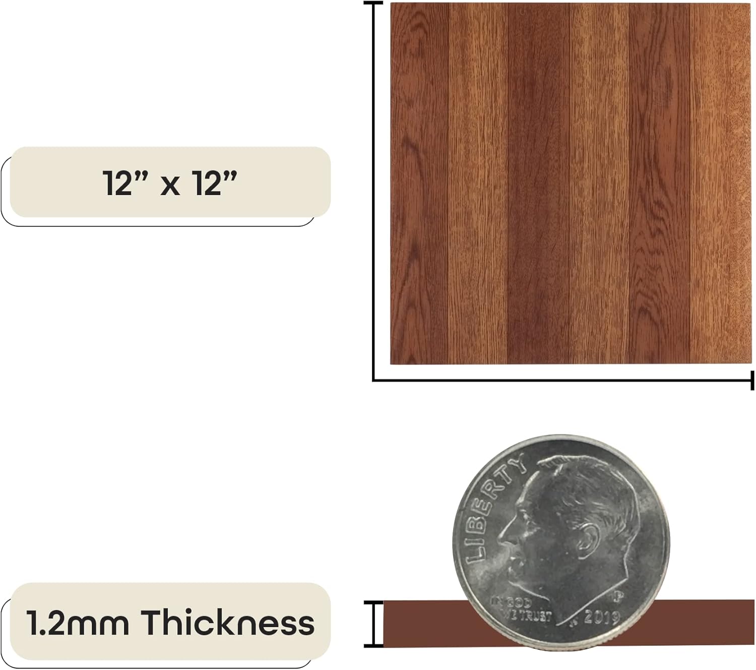 Tivoli Self Adhesive Vinyl Floor Tiles, 45 Tiles - 12" x 12", Medium Oak Plank-Look - Peel & Stick, DIY Flooring for Kitchen, Dining Room, Bedrooms, Basements & Bathrooms by Achim Home Decor-3