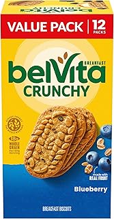 belVita Blueberry Breakfast Biscuits, Value Pack, 12 Packs (4 Biscuits Per Pack)