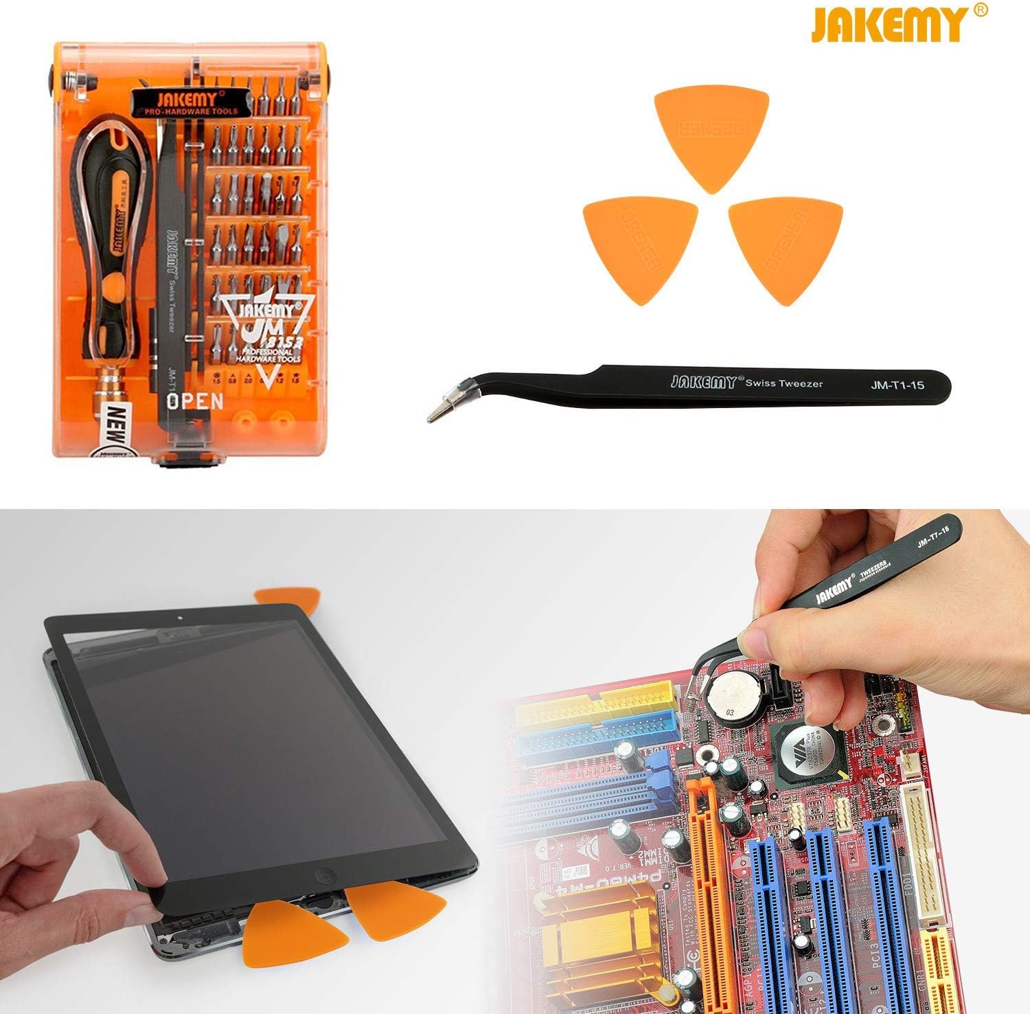 Screwdriver Set By JAKEMY, 43 in 1 Precision Screwdriver Kit Magnetic Replaceable Bits Repair Tool Kit Opening Tool and Tweezer for phone Cellphone PC Electronics-2