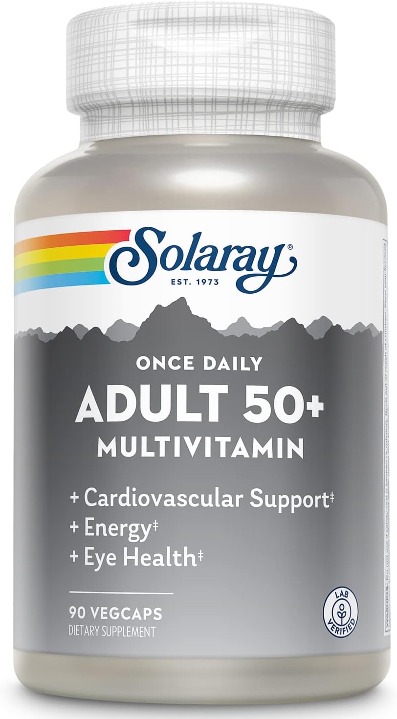 Solaray Once Daily Adult 50+ Multivitamin Healthy Energy, Heart & Immune Support for Mature Adults 90 CT-0