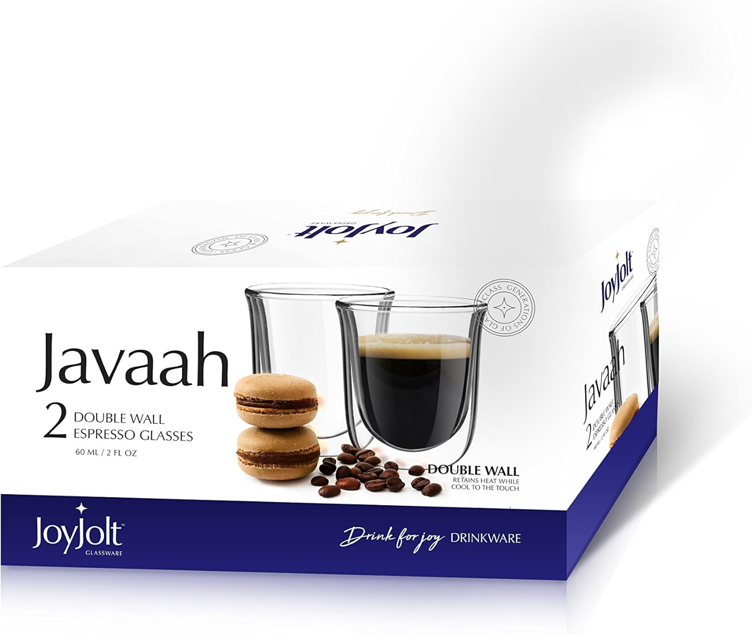 JoyJolt Javaah Double Walled Espresso Glasses Espresso Cups (Set of 2)- 2-Ounces-4