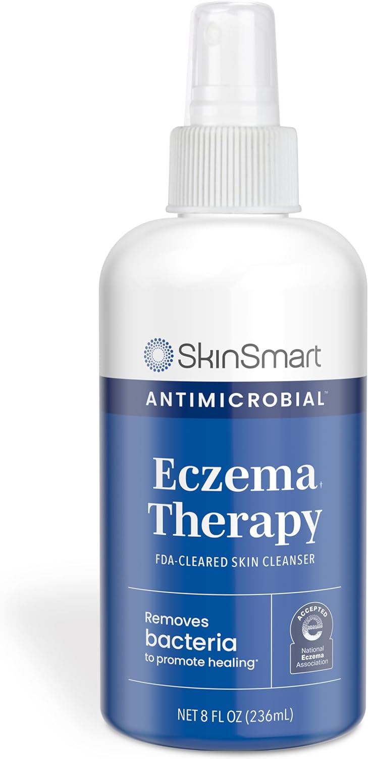 SkinSmart Antimicrobial Eczema Therapy with Hypochlorous Acid, Removes Bacteria so Skin Can Heal, for Adults, Kids and Seniors, 8 Ounce Clear Spray-0