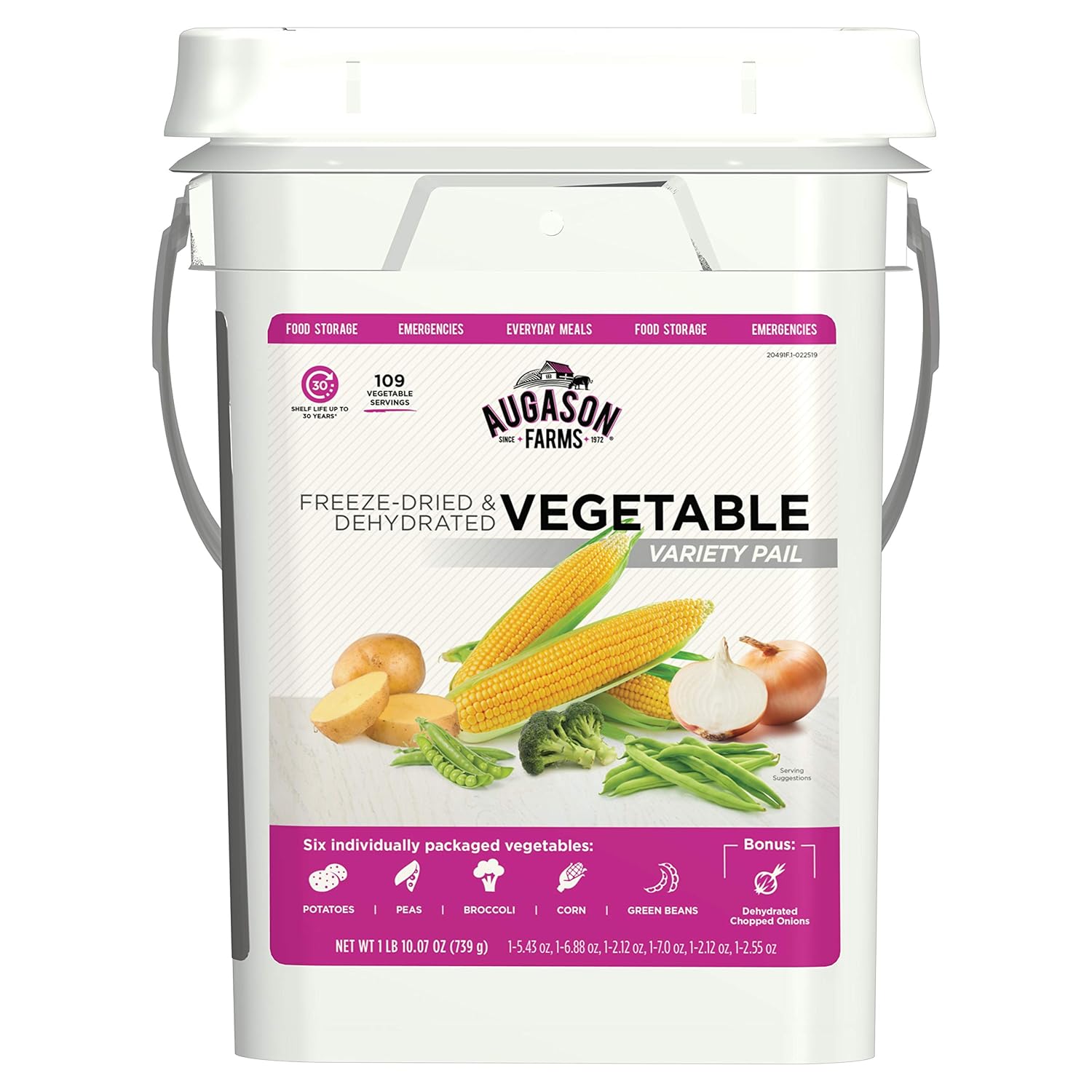 Augason Farms Freeze Dried Vegetable Variety Pail, Emergency Food Supply, Everyday Meals, 109 Servings-0