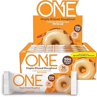 ONE Protein Bars, NEW Recipe Maple Glazed Doughnut, Gluten Free Protein Bars with 20g Protein and 1g Sugar, Pantry Staples, 2.12 oz (12 Count)