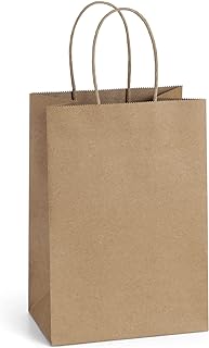 BagDream 100Pcs 5.25x3x8 Inches Gift Bags Small Paper Bags with Handles Bulk Kraft Brown Paper Shopping Wedding Birthday Party Favor Gift Bags For Goody Craft