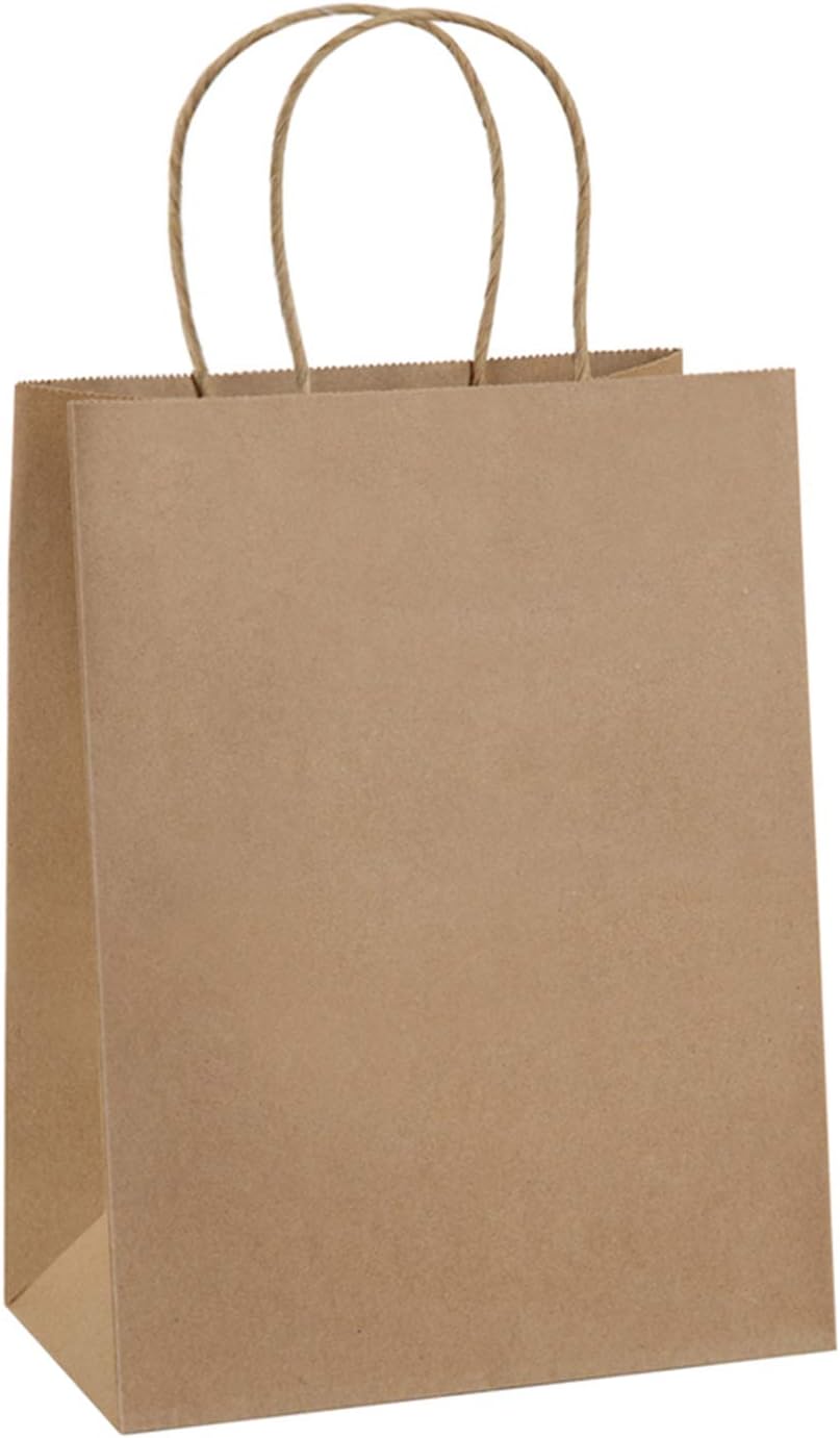 BagDream Gift Bags 8x4.25x10.5 100Pcs Paper Gift Bags Medium Size Brown Paper Bags with Handles Bulk Wedding Party Favor Bags, Kraft Grocery Shopping Bags, Retail Merchandise Bags Gift Sacks-0