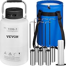 Vevor 3L Liquid Nitrogen Tank Aluminum Alloy Liquid Nitrogen Dewar Container Cryogenic Container Liquid Nitrogen Container with 6 Canisters and Carry Bag: Industrial & Scientific