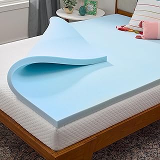 LINENSPA Memory Foam Mattress Topper - 2 Inch Gel Infused Memory Foam - Plush Feel - Cooling and Pressure Relieving - CertiPUR Certified - Dorm Room Essentials - Twin Size