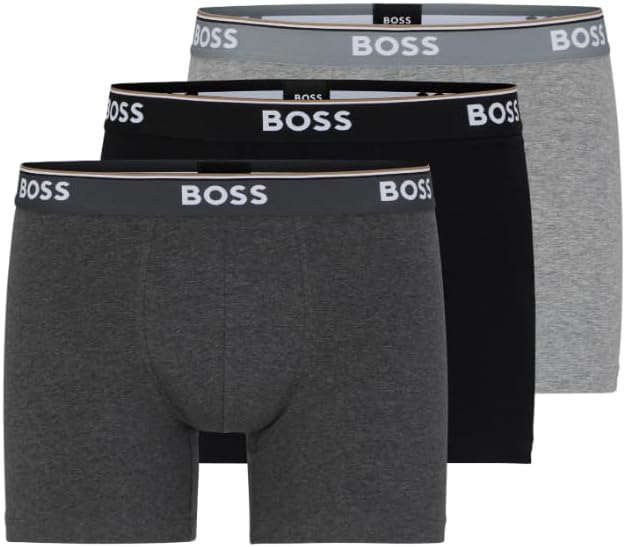 BOSS Men's Stretch Cotton 3 Pack Boxer Briefs-0