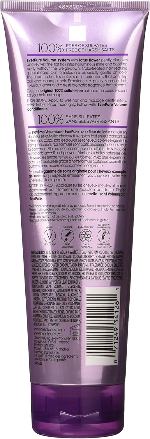 L'Oreal Ever Pure Volume Shampoo Lotus, 8.5 Fl Oz (Pack of 2)-1