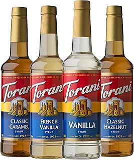 Torani Variety Pack Caramel, French Vanilla, Vanilla & Hazelnut, 25.4 Ounces (Pack of 4)