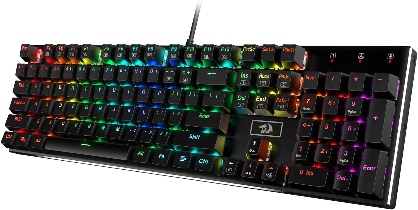 Redragon K556 RGB LED Backlit Wired Mechanical Gaming Keyboard, 104 Keys Hot-Swap Mechanical Keyboard w/Aluminum Base, Upgraded Socket and Noise Absorbing Foams, Soft Tactile Brown Switch-0