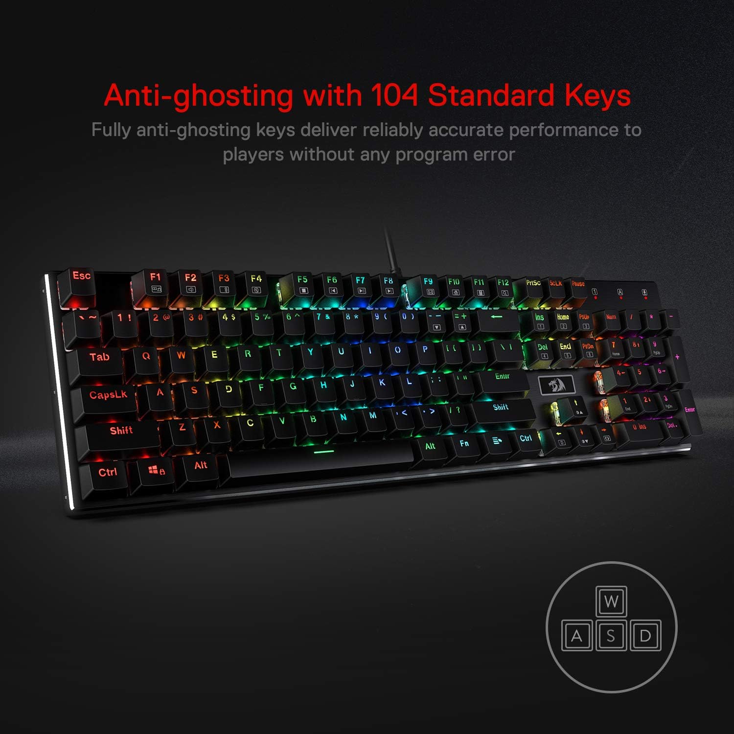 Redragon K556 RGB LED Backlit Wired Mechanical Gaming Keyboard, 104 Keys Hot-Swap Mechanical Keyboard w/Aluminum Base, Upgraded Socket and Noise Absorbing Foams, Soft Tactile Brown Switch-1