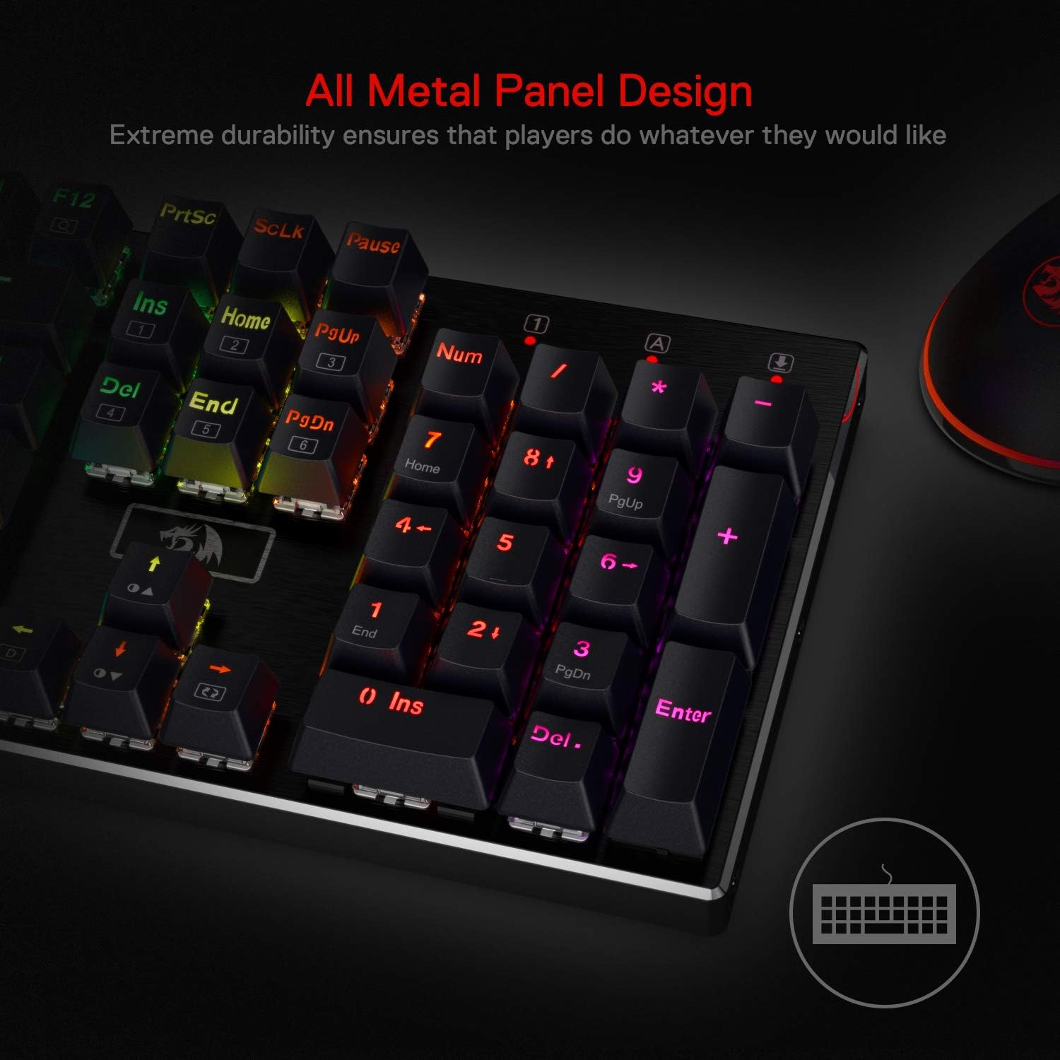 Redragon K556 RGB LED Backlit Wired Mechanical Gaming Keyboard, 104 Keys Hot-Swap Mechanical Keyboard w/Aluminum Base, Upgraded Socket and Noise Absorbing Foams, Soft Tactile Brown Switch-2