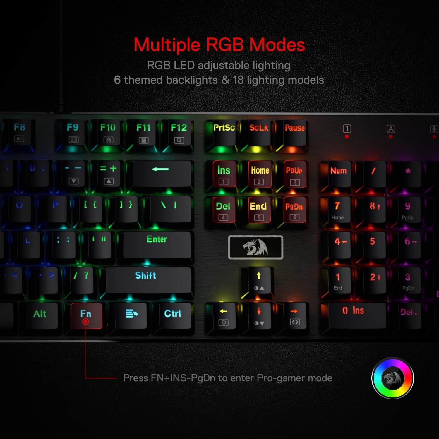 Redragon K556 RGB LED Backlit Wired Mechanical Gaming Keyboard, 104 Keys Hot-Swap Mechanical Keyboard w/Aluminum Base, Upgraded Socket and Noise Absorbing Foams, Soft Tactile Brown Switch-3