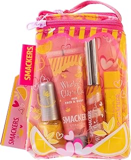 Lip Smacker Pink Lemonade Glam Bag Makeup Set for Girls | Lip Balm, Lip Gloss, Nail Polish, & Lotion | Christmas Make Up Collection | Holiday Present | Gift for Girls | Set of 4