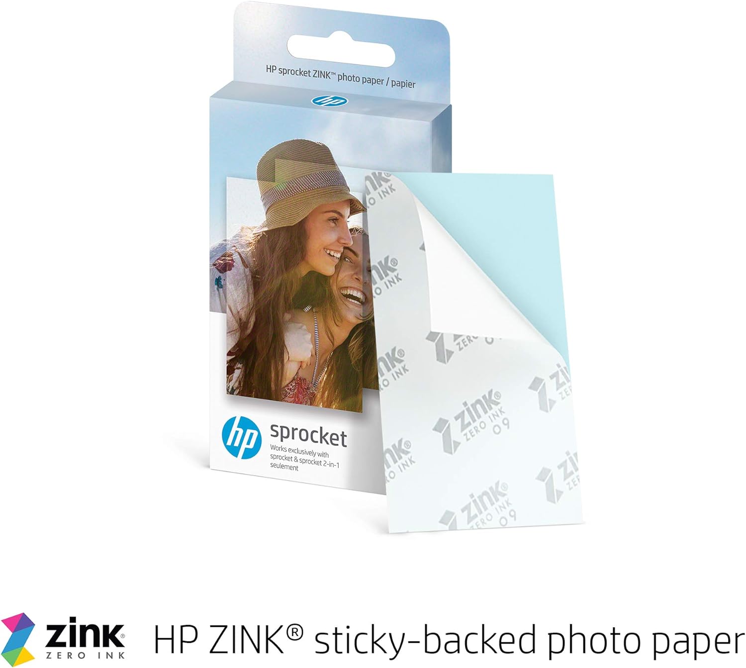 HP Sprocket 2x3" Premium Zink Sticky Back Photo Paper (20 Sheets) Compatible with HP Sprocket Photo Printers, White-1