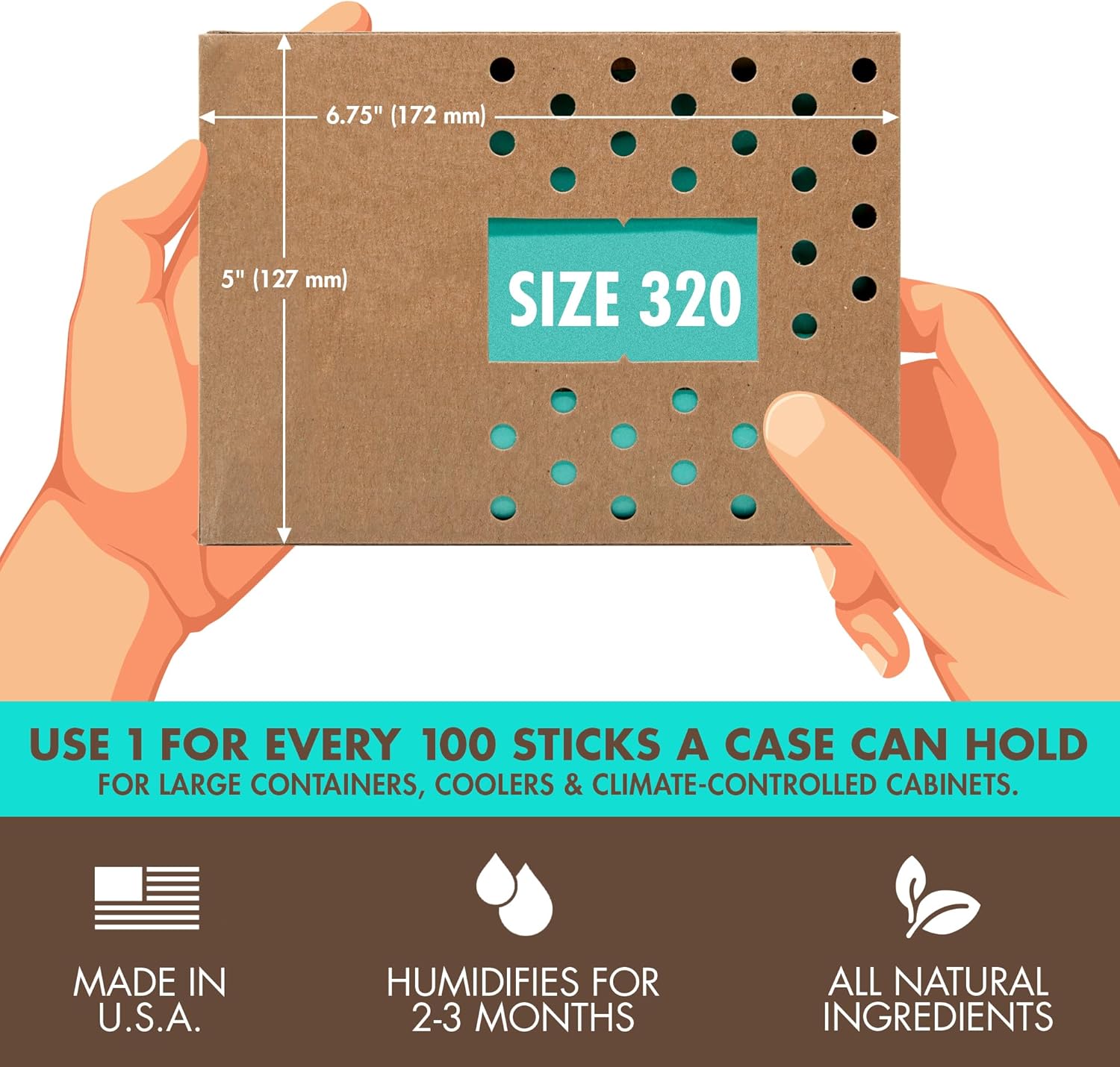 Boveda 75% Two-Way Humidity Control Pack to Fix Major Moisture Loss in Large Wood Humidifier Boxes – Size 320 – Single – Moisture Absorber – Humidifier Pack – Individually Wrapped Hydration Packet-1