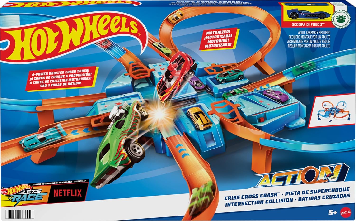 Hot Wheels Toy Car Track Set, Criss Cross Crash with 1:64 Scale Vehicle, Powered by a Motorized Booster (Amazon Exclusive)-5