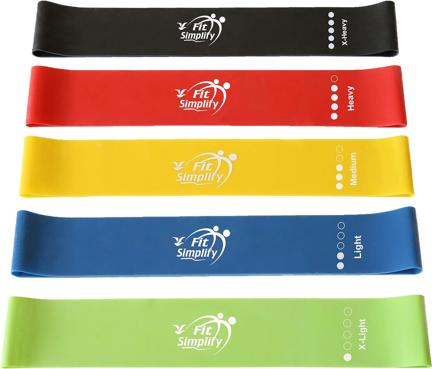 Fit Simplify Resistance Loop Exercise Bands with Instruction Guide and Carry Bag, Set of 5-1