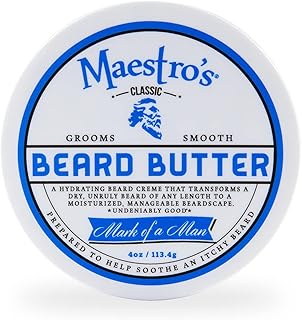 Maestro's Classic BEARD BUTTER | Anti-Itch, Extra Soothing, Hydrating Beard Creme For All Beard Types & Lengths- Mark of a Man Blend, 4 Ounce