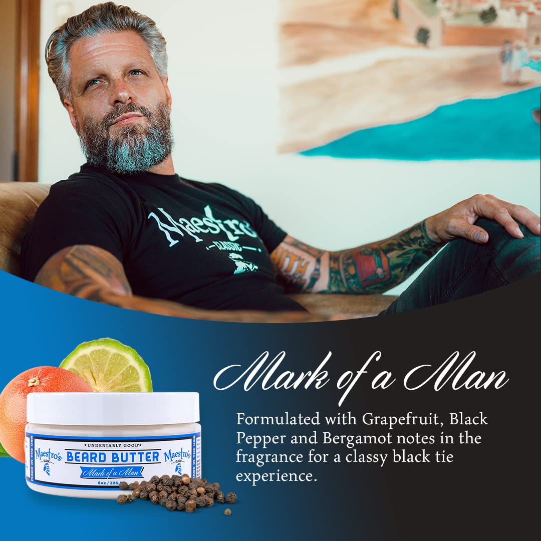 Maestro's Classic BEARD BUTTER | Anti-Itch, Extra Soothing, Hydrating Beard Creme For All Beard Types & Lengths- Mark of a Man Blend, 4 Ounce-1