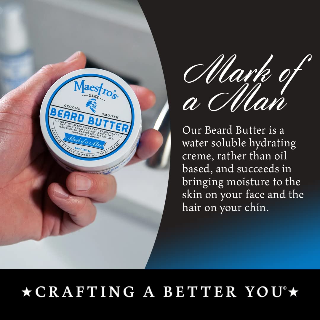 Maestro's Classic BEARD BUTTER | Anti-Itch, Extra Soothing, Hydrating Beard Creme For All Beard Types & Lengths- Mark of a Man Blend, 4 Ounce-2