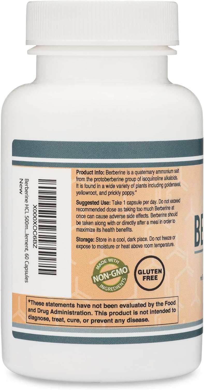 Berberine Supplement 500mg, 60 Capsules (Third Party Tested, Non-GMO, Gluten Free, Vegan Safe) AMPK Activator - Berberine HCL for Cardiovascular Health by Double Wood-3