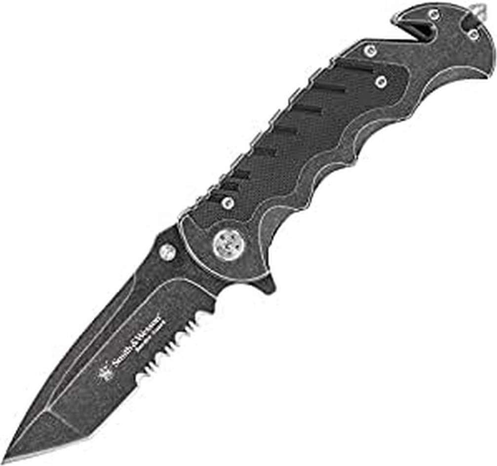 Smith & Wesson Benji 2.5in High Carbon S.S. Folding Keychain Knife with 1.75in Modified Tanto Blade and G10 Handle for Outdoor, Tactical, Survival and EDC-0