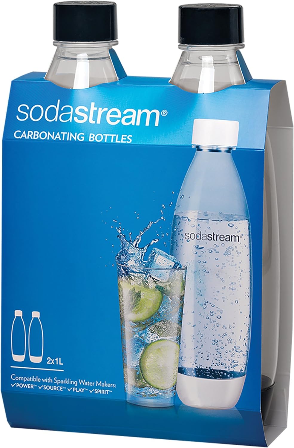 sodastream Slim Black Carbonating Bottles Twin Pack, 1 L-0