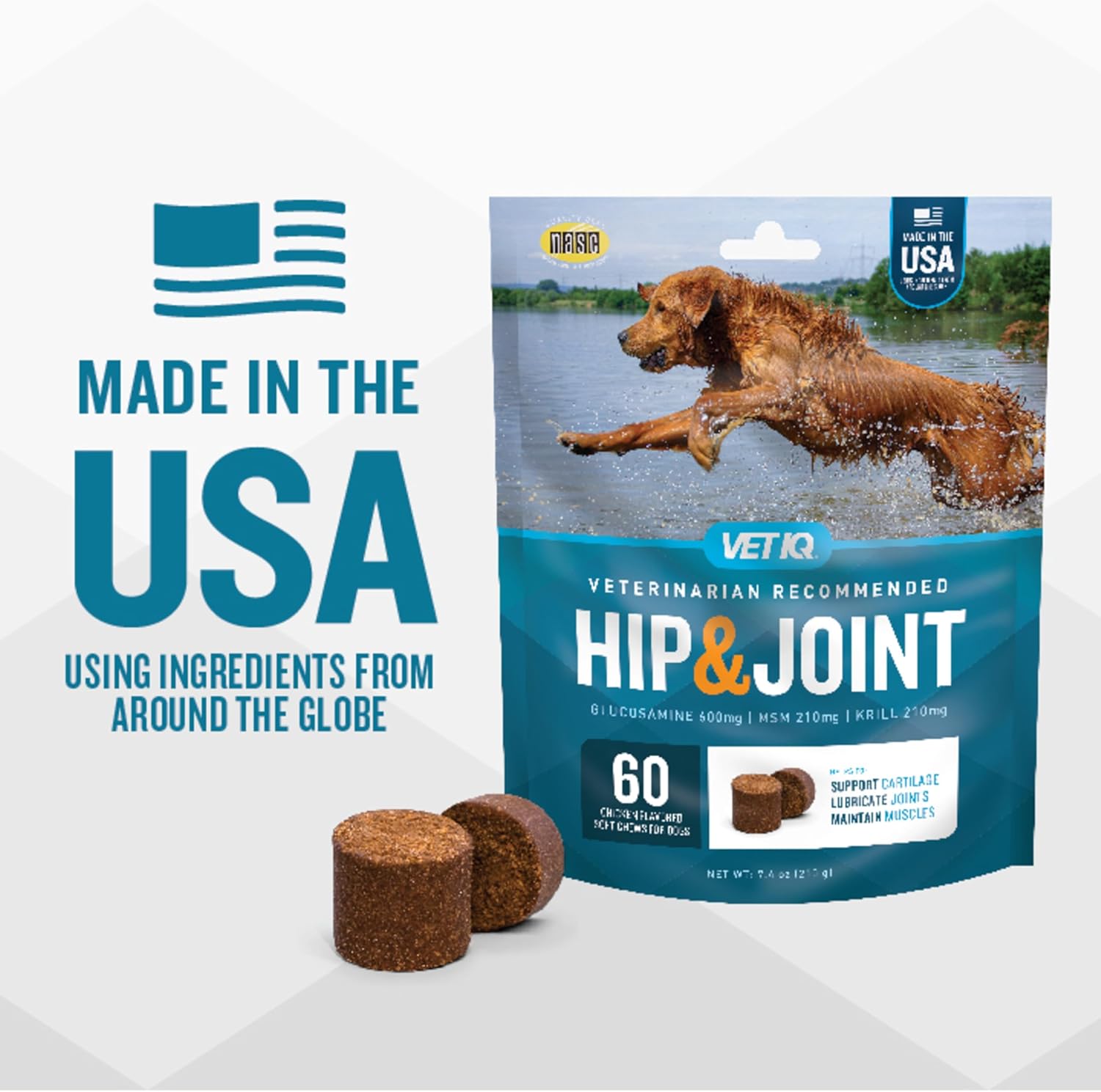 VetIQ Glucosamine Hip & Joint Supplement for Dogs, 180 Soft Chews, Dog Joint Support Supplement with MSM and Krill, Dog Health Supplies Large & Small Breed, Chicken Flavored Chewables-6