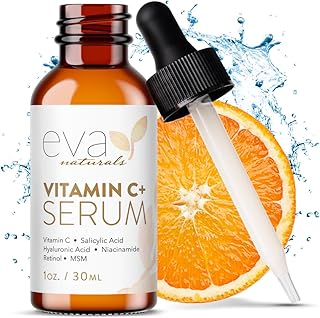 Eva Naturals Vitamin C Face Serum With Hyaluronic Acid - Anti Aging Serum - Reduce Dark Spots, Acne & Wrinkles - Retinol, Niacinamide & Salicylic Acid, Brightening Skin Serum for Glowing Skin