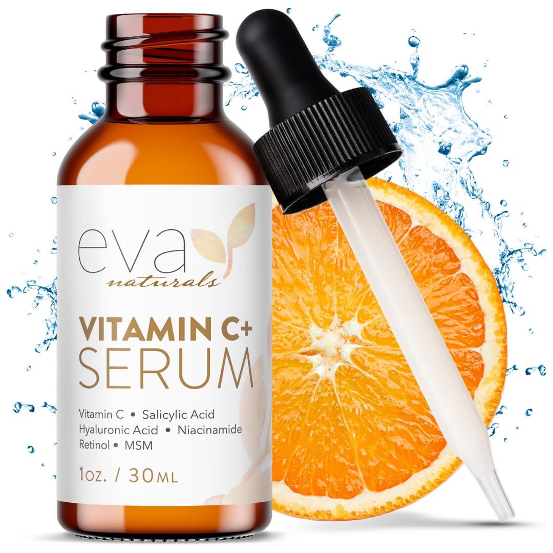 Eva Naturals Vitamin C Face Serum With Hyaluronic Acid - Anti Aging Serum - Reduce Dark Spots, Acne & Wrinkles - Retinol, Niacinamide & Salicylic Acid, Brightening Skin Serum for Glowing Skin-0