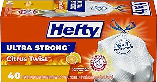 Hefty Ultra Strong Tall Kitchen Trash Bags, Citrus Twist Scent, 13 Gallon, 40 Count