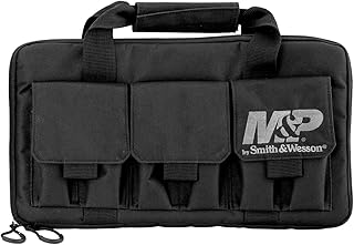 Smith & Wesson M&P Pro Tac Padded Handgun Case with Ballistic Fabric Construction and External Pockets for Shooting, Range, Storage and Transport