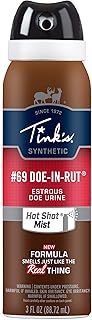 TINK'S Hot Shot #69 Doe-in-Rut Synthetic Estrous Mist | 3 Fl Oz Spray Bottle | Deer Attractant, Hunting Accessories, Synthetic Deer Scent | Powerful Fine Mist | Secure Locking Cap Brown W5260