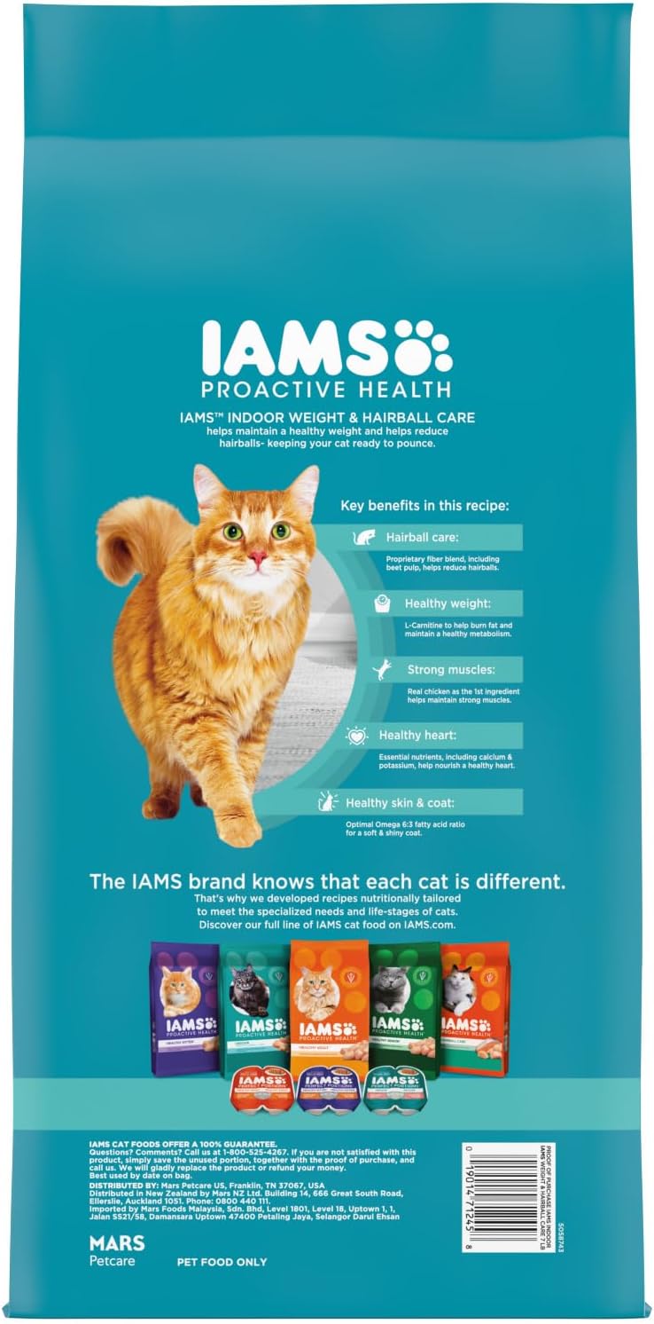 IAMS Proactive Health Indoor Weight & Hairball Care Adult Dry Cat Food with Chicken & Turkey, 7 lb. Bag-1