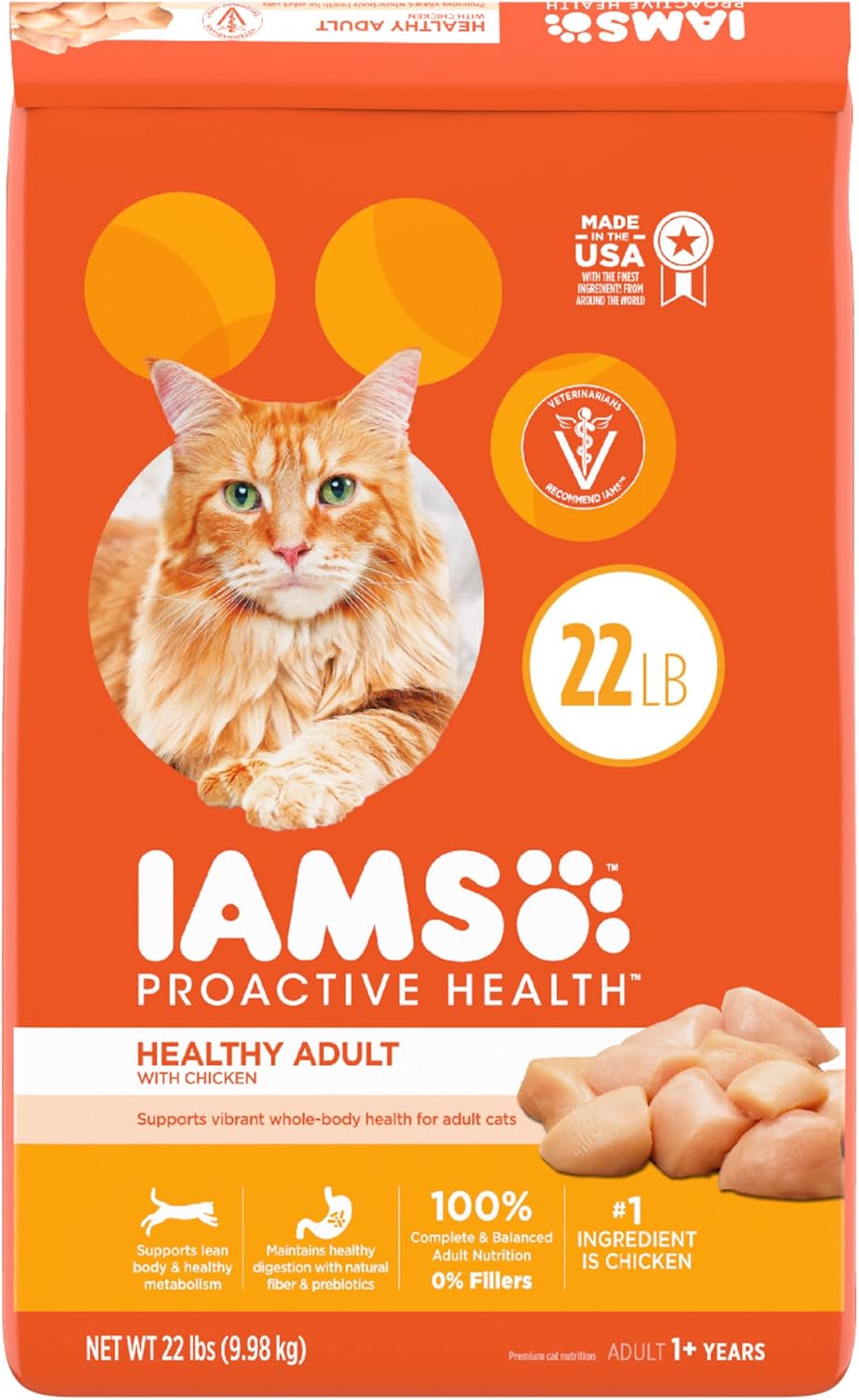 IAMS Proactive Health Healthy Adult Dry Cat Food with Chicken, 22 lb. Bag-0