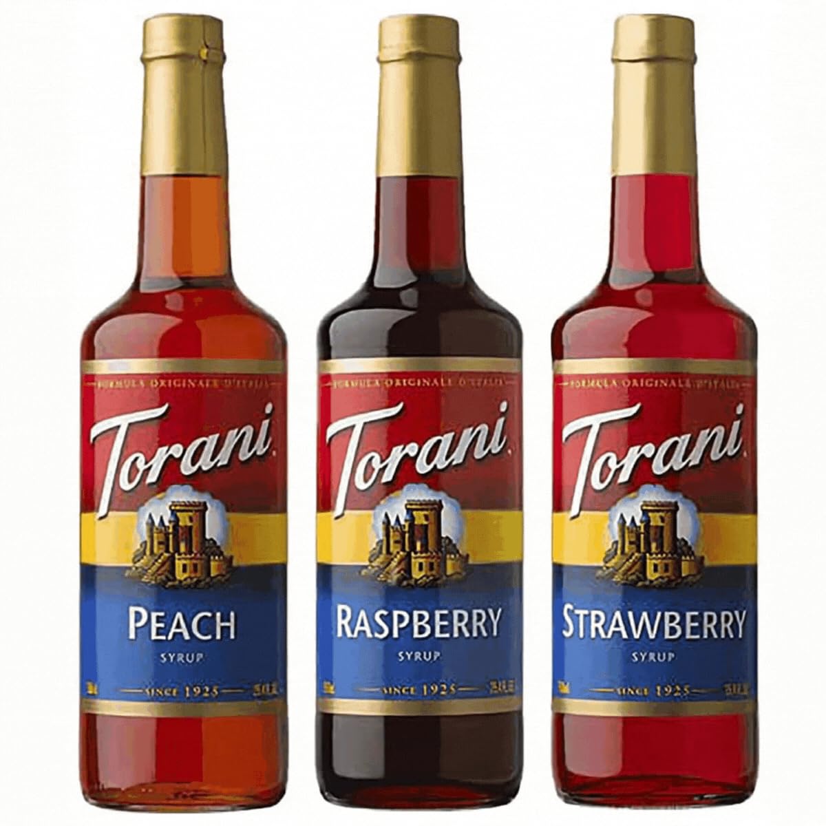 Torani Syrup - Fruit Flavors Variety Pack - Strawberry, Peach, and Raspberry - 7-0