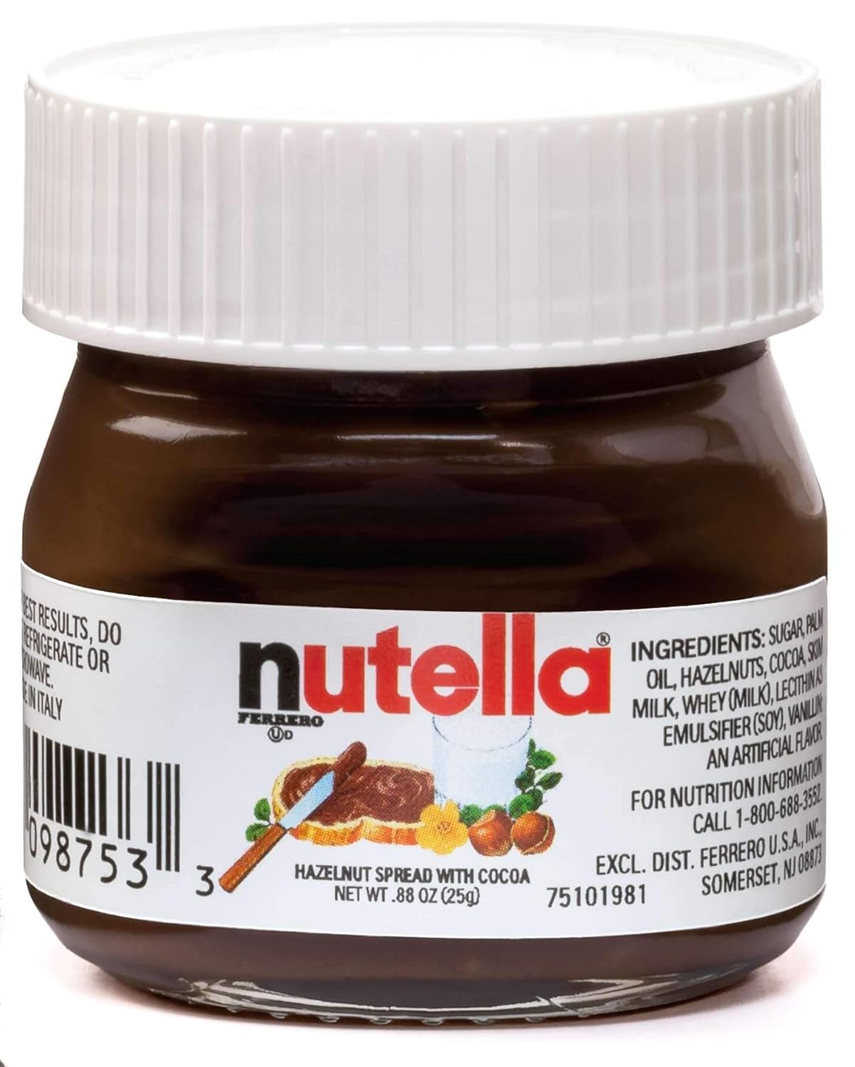 Nutella Hazelnut Spread with Cocoa Glass Jar.88 Ounce - 64 per case.-1