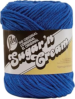 Lily Sugar 'N Cream The Original Solid Yarn, 2.5oz, Medium 4 Gauge, 100% Cotton - Blue - Machine Wash & Dry