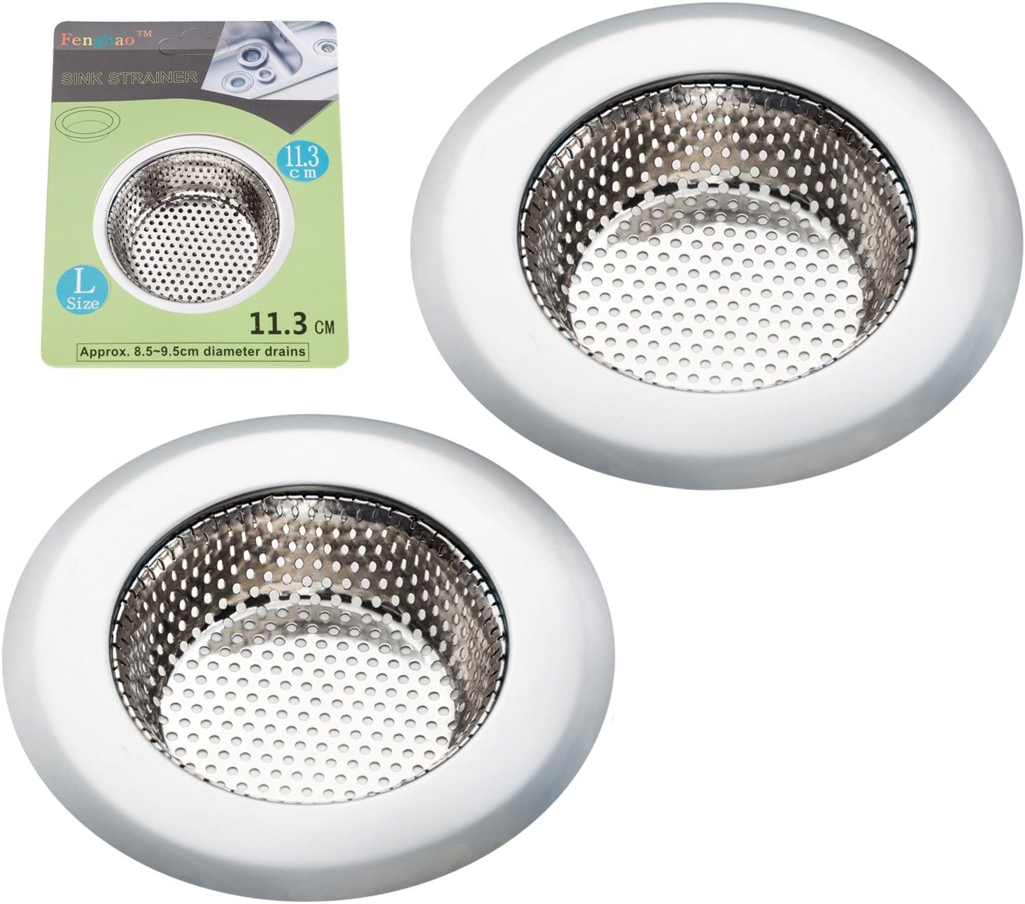 2PCS Kitchen Sink Strainer - Stainless Steel, Large Wide Rim 4.5" Diameter-0