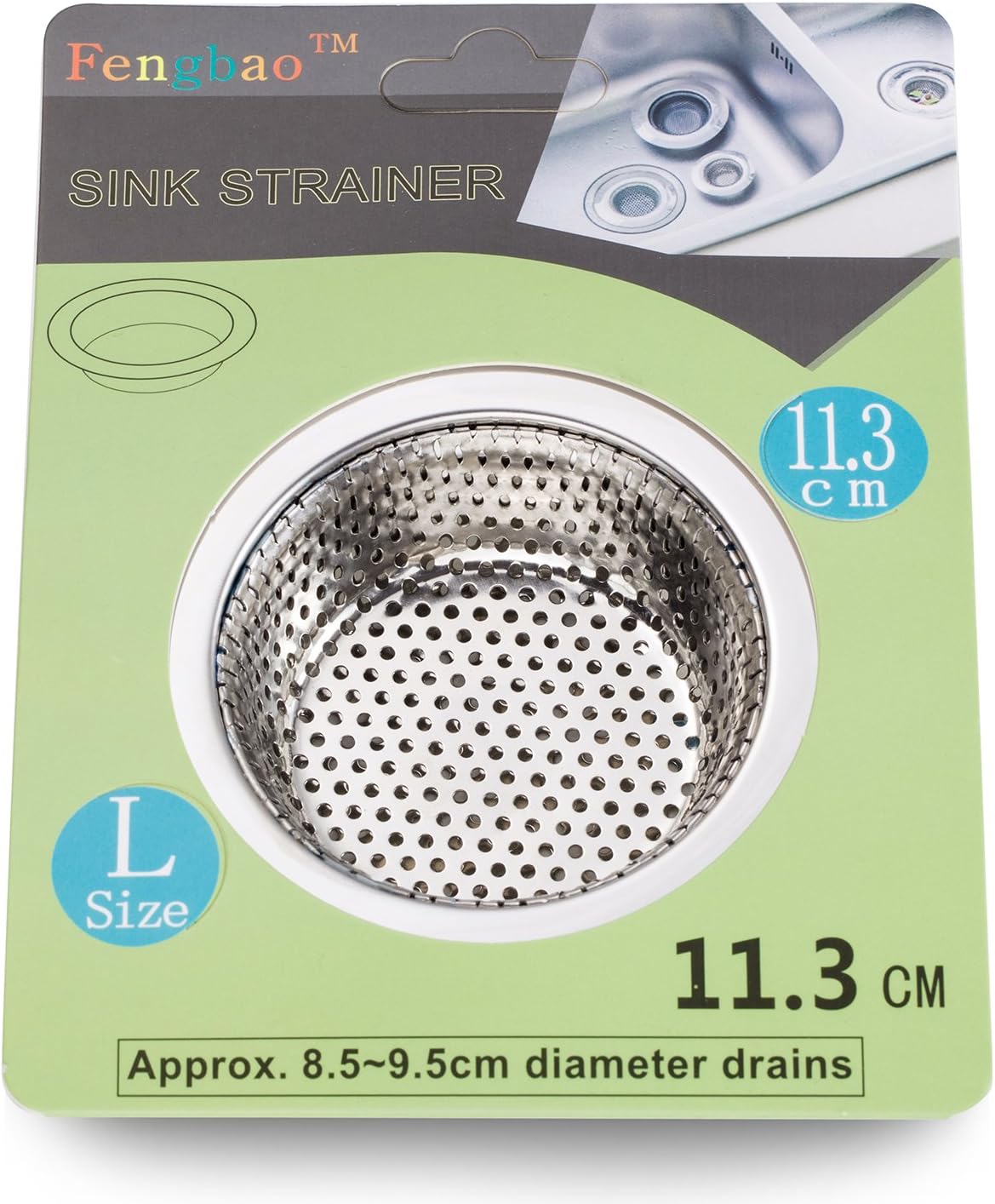 2PCS Kitchen Sink Strainer - Stainless Steel, Large Wide Rim 4.5" Diameter-1