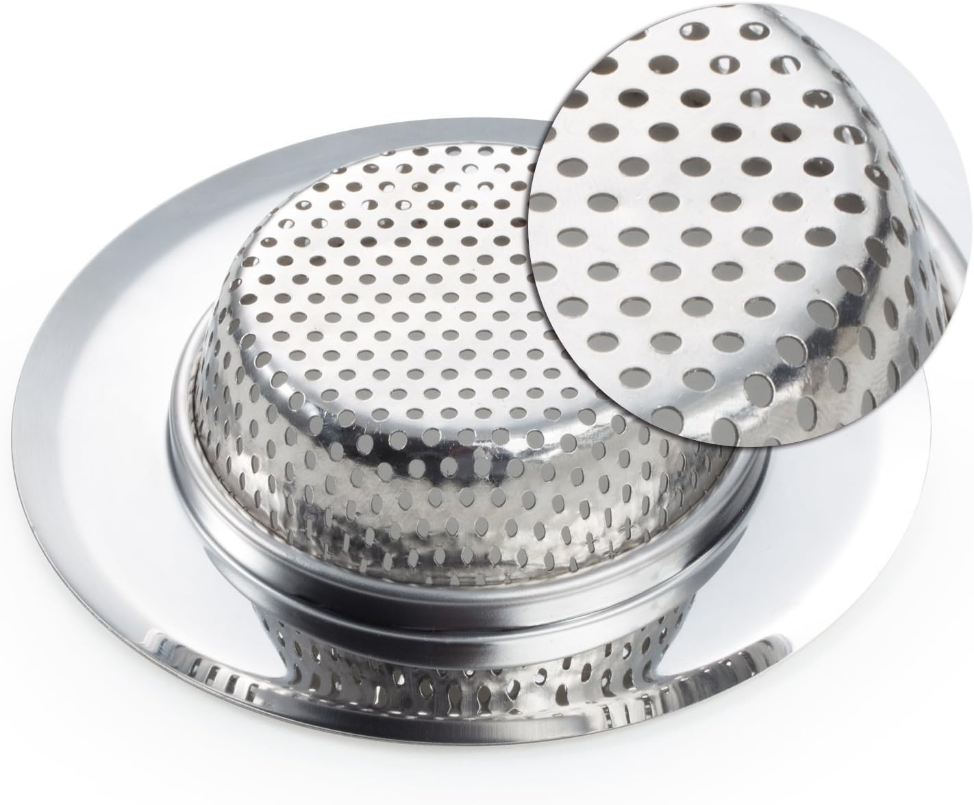 2PCS Kitchen Sink Strainer - Stainless Steel, Large Wide Rim 4.5" Diameter-6