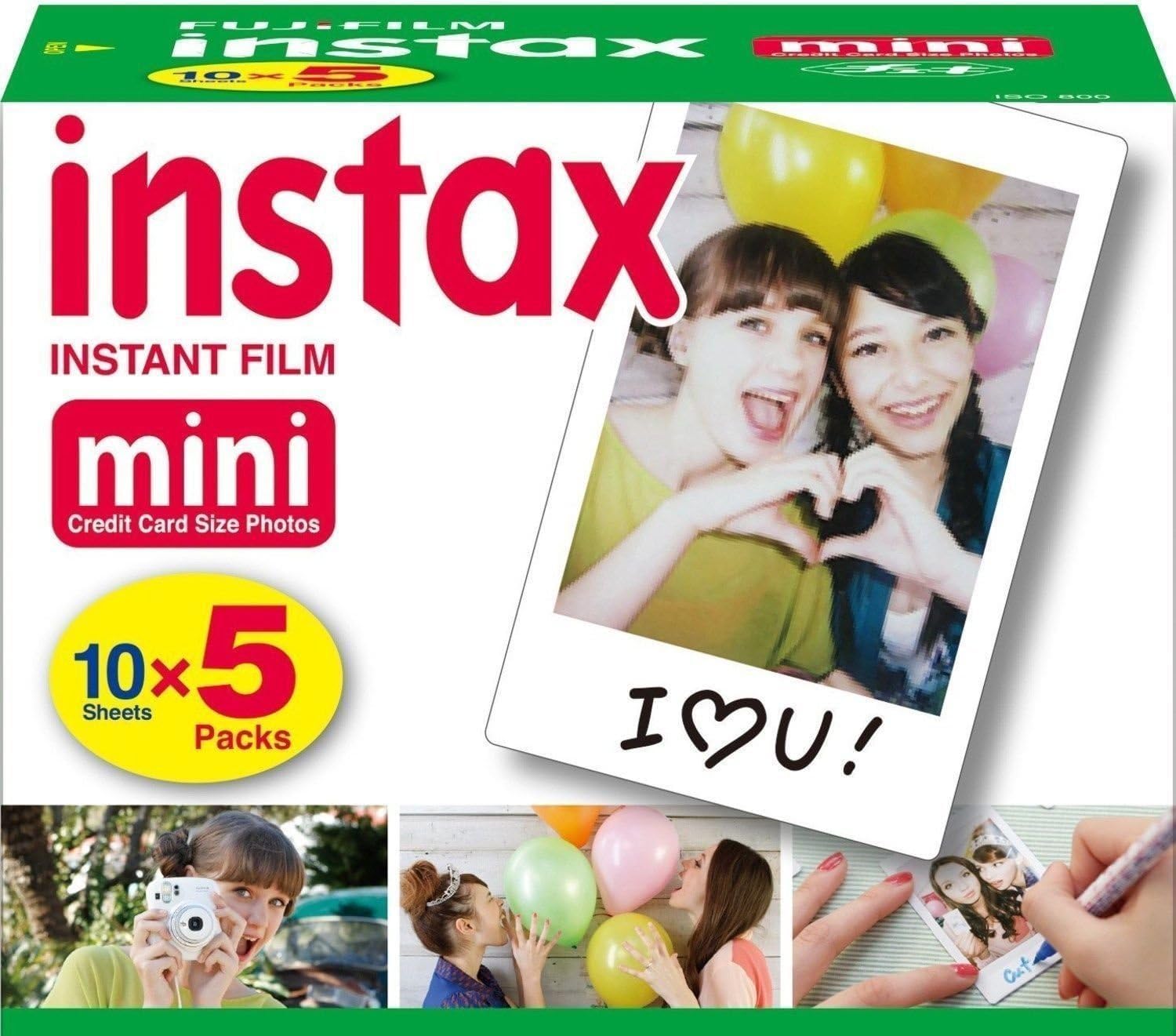 Fujifilm Instax Mini Instant Film, 10 Sheets x 5 Packs (Total 50 Shoots)-1